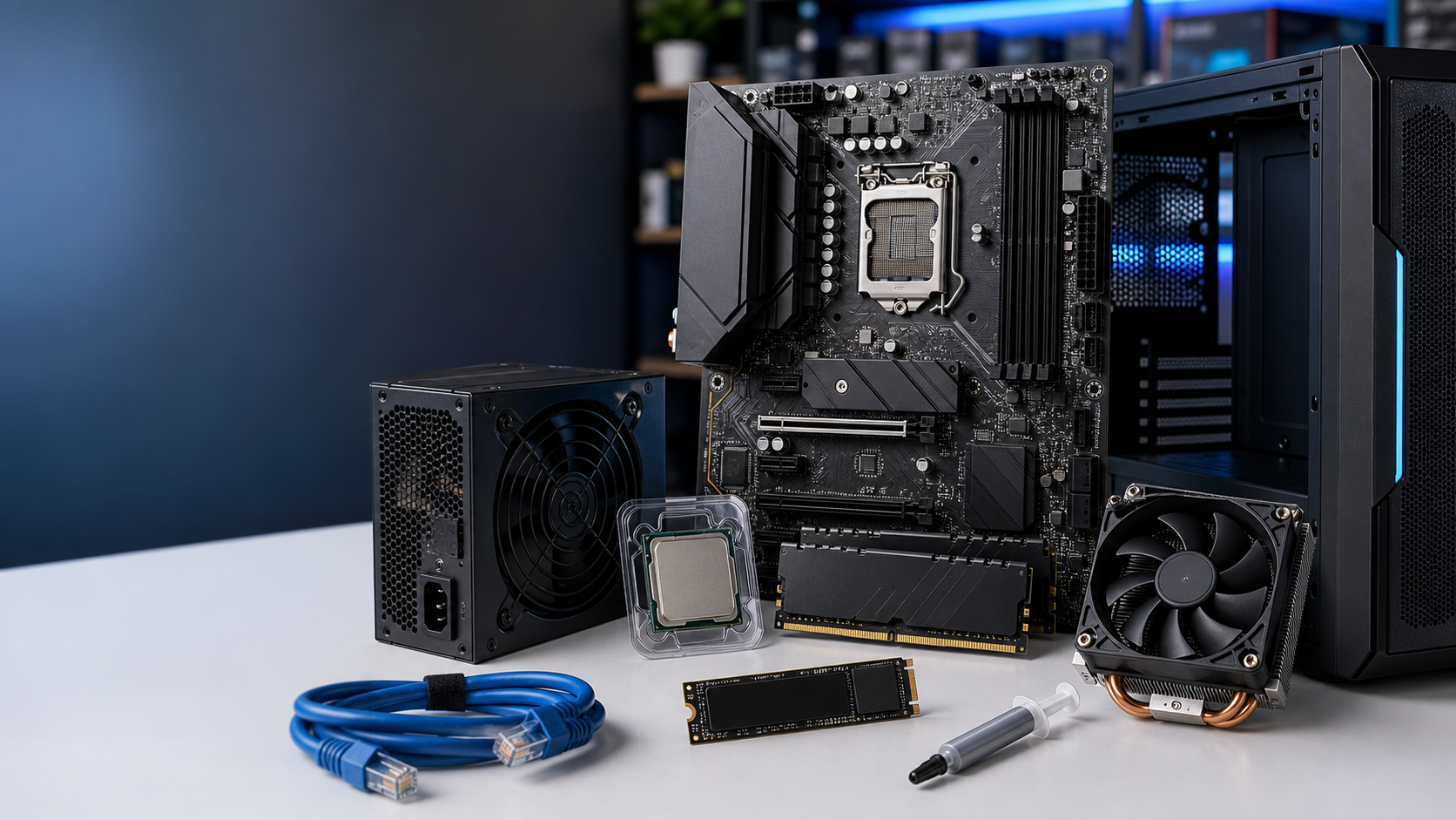 Kit realista com placa mae, processador, memoria, SSD, fonte, cooler e gabinete
